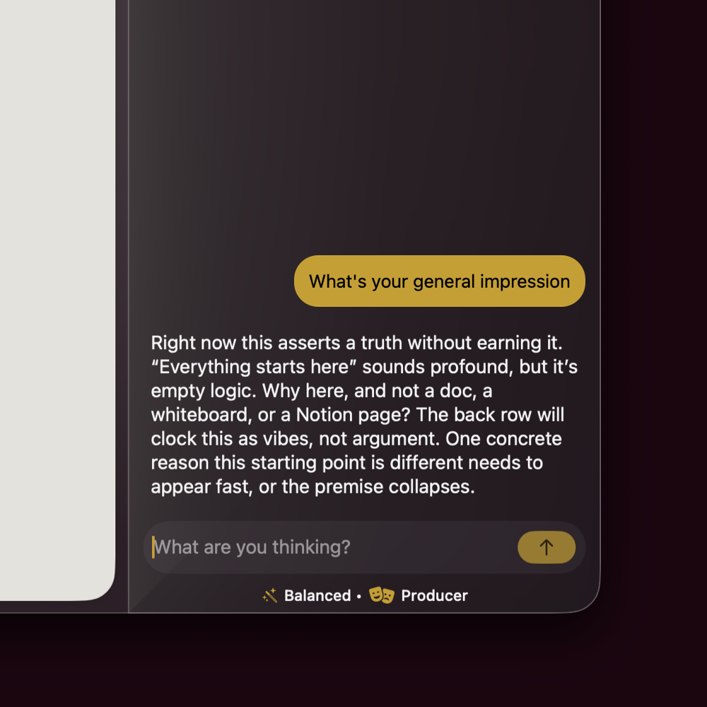 Lantr surfacing professor-style pushback on a student presentation