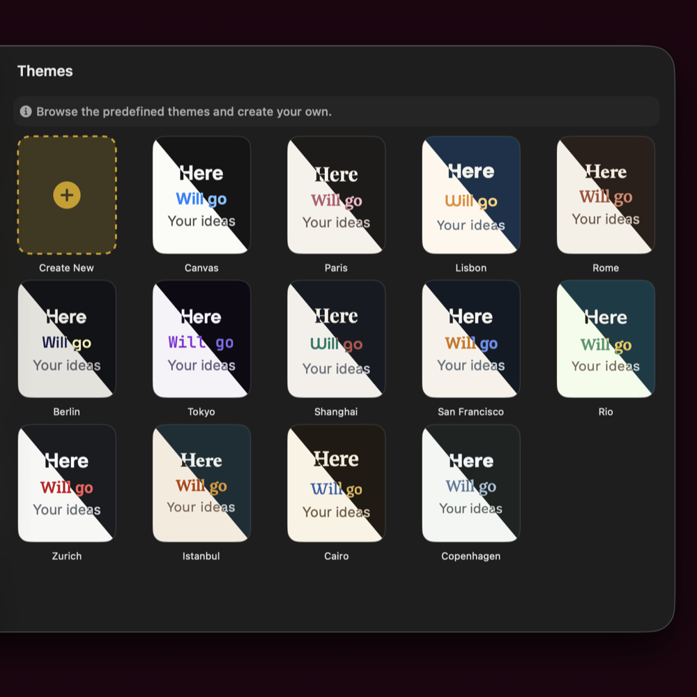 Lantr themes and visual design options built from the story